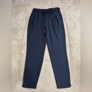 ZARA WOMAN NAVY BLUE Straight PANTS ELASTIC WAISTBAND Sz S Business Casual